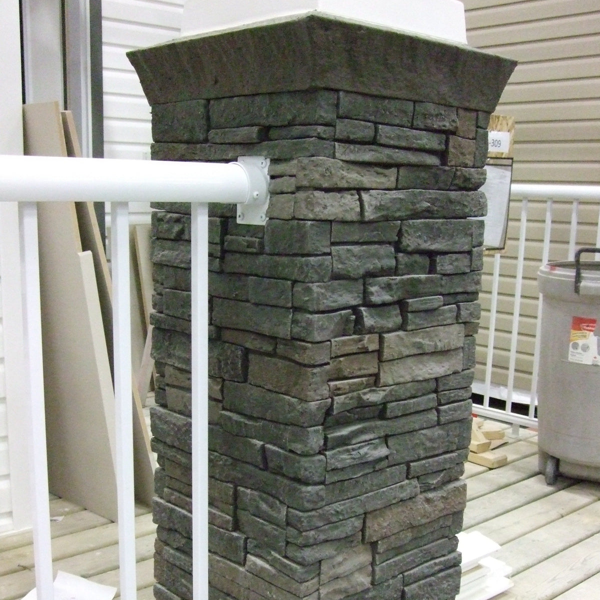 Faux Stacked Stone Pillar Panel - Dark Brown