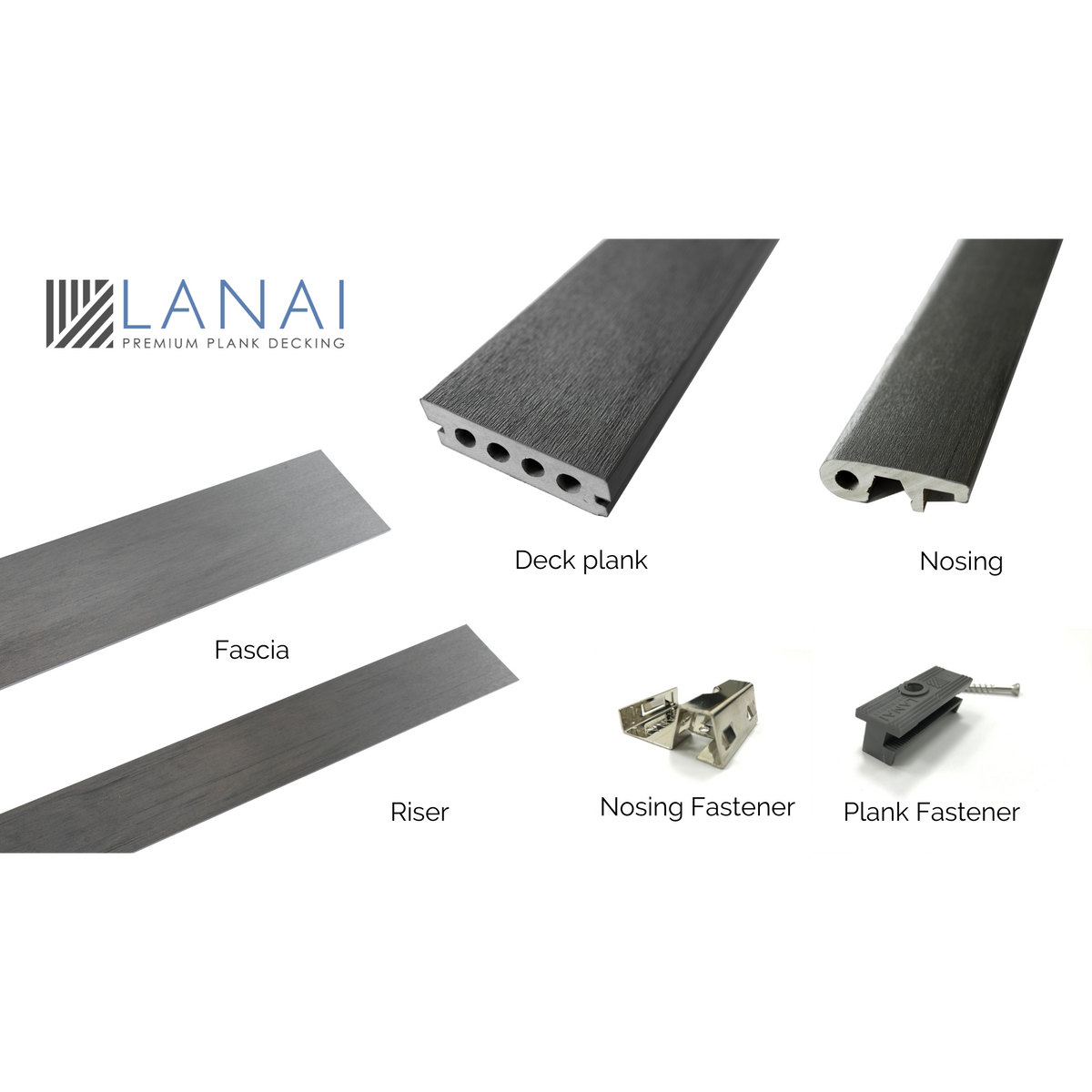 LANAI PVC Deck Plank - Black Sand