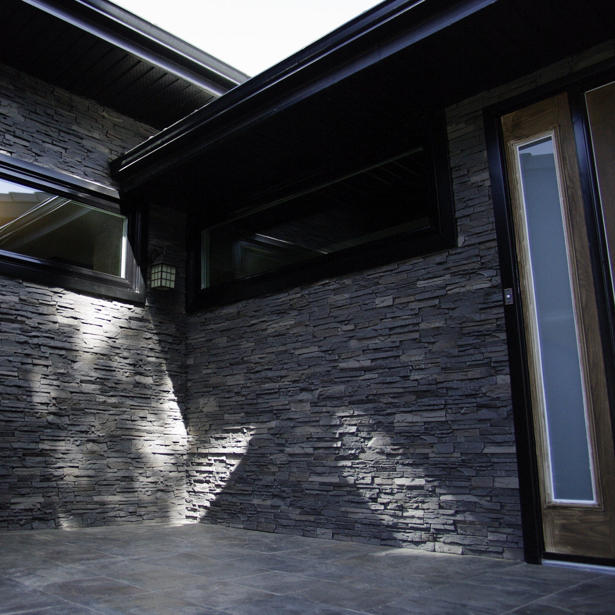 Faux Stacked Stone Panels - Dark Brown
