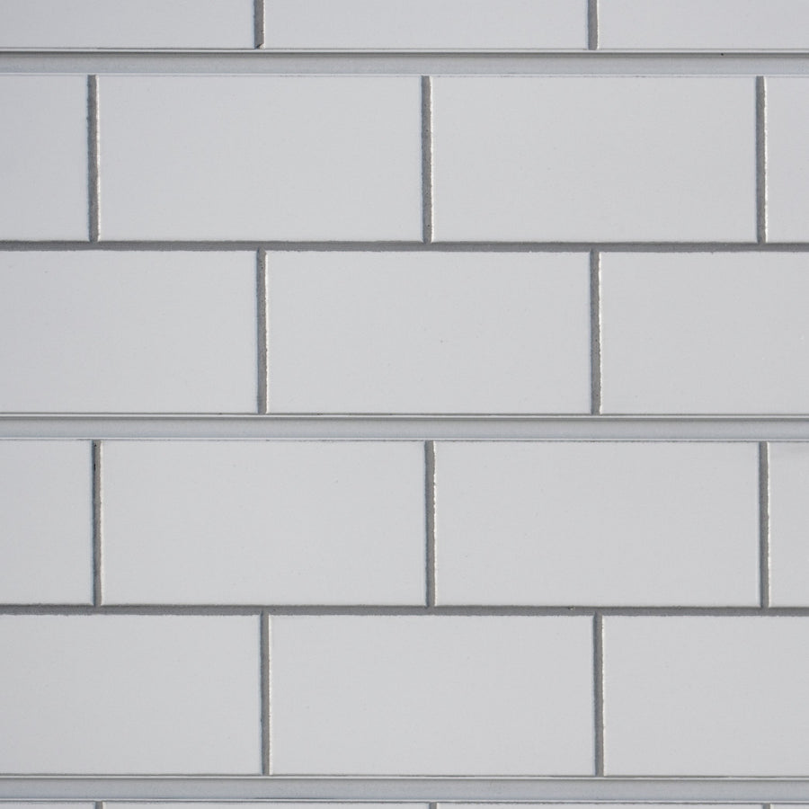 Slatwall - Subway Tile - White w/ White Grout