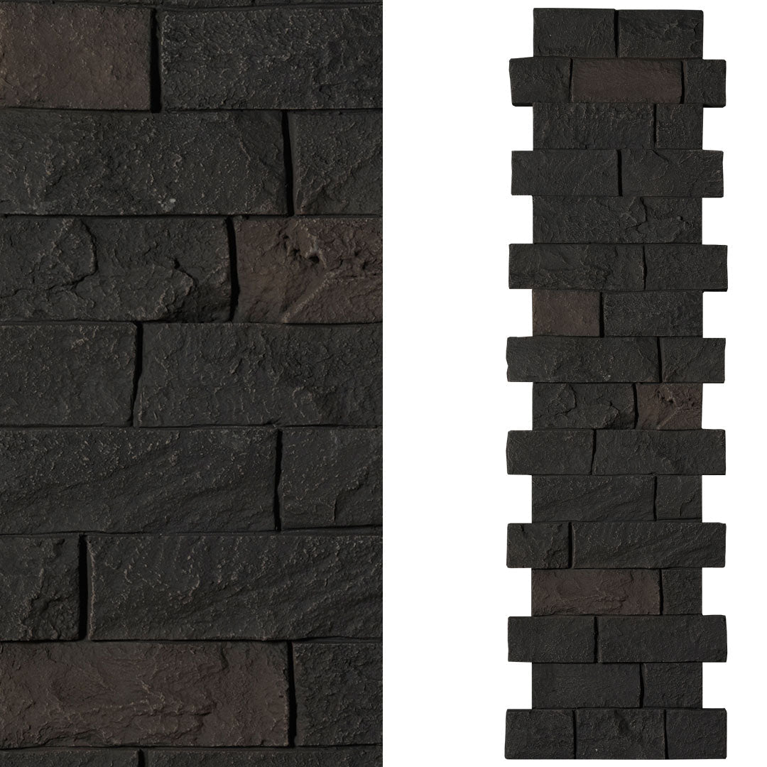 Faux Ledge Stone Pillar Panel - Black Blend