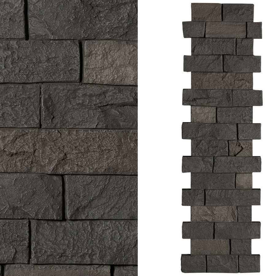 Faux Ledge Stone Pillar Panel - Dark Brown