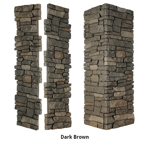 Faux Ridge Stone Pillar Panel - Dark Brown