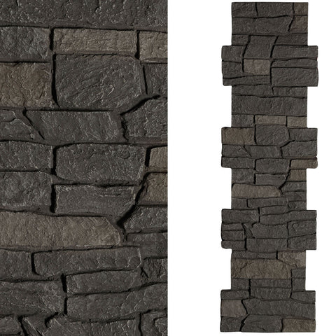 Faux Ridge Stone Pillar Panel - Dark Brown