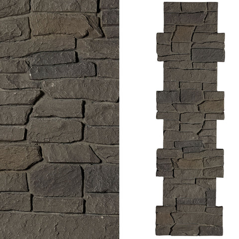 Faux Ridge Stone Pillar Panel - Grey Brown