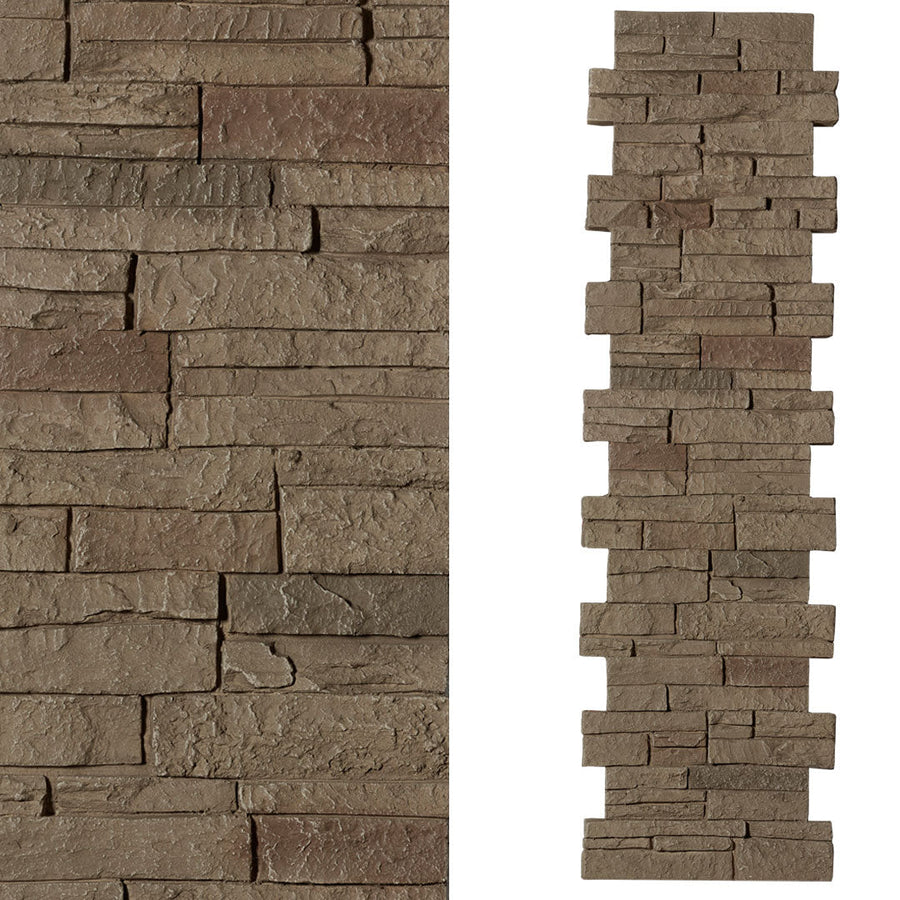 STACKED STONE - PILLAR PANEL-Faux Stone Pillar-Quality Stone-Light Brown-8"-Wall Theory